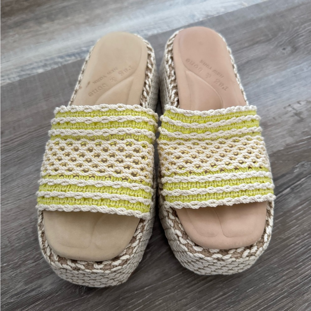Rag and bone Logan crochet flatform side sandal size 7.5 in white natural